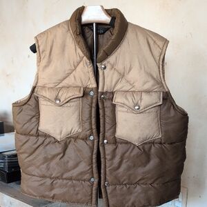 Vintage JC PENNEY Brown and Tan Quilted Western Puffer Vest